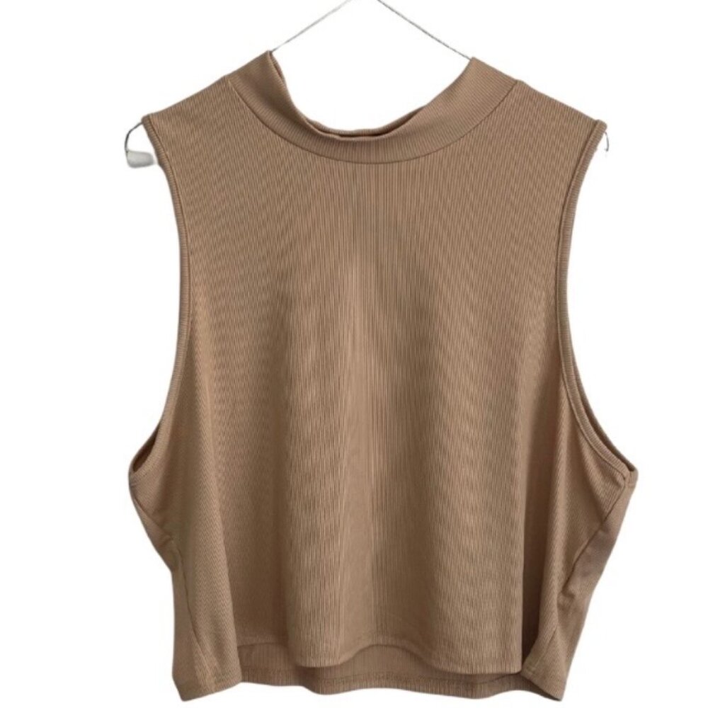 SHEIN Ribbed High-Neck Crop Top – Size 4X